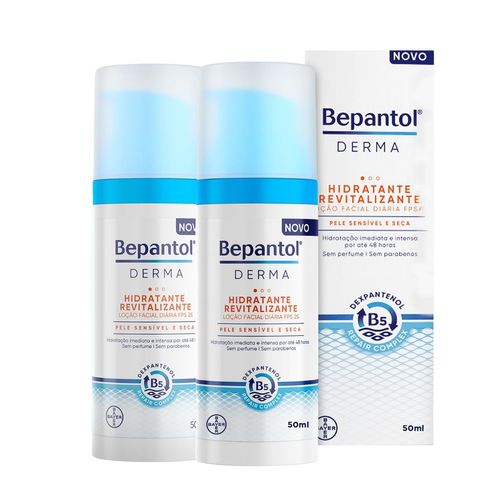 Kit 2 Hidratantes Loção Facial Revitalizante Diária FPS25 50ml Cada Bepantol Derma