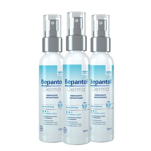 Kit 3 Hidratantes Liquido Spray Oil Free Pró Vit B5 50ml Cada Bepantol Derma