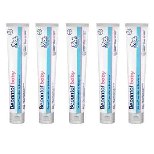 Kit com 5 Cremes Pomada de Assadura 60gr Cada - Bepantol