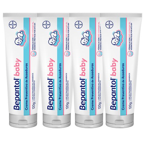 Kit com 4 Cremes Pomada de Assadura 120gr Cada - Bepantol