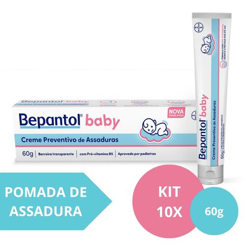 Kit com 10 Cremes Pomada de Assadura 60gr Cada - Bepantol