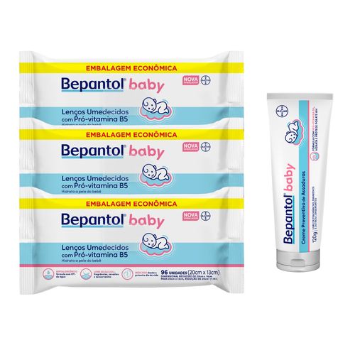 Kit 1 Pomada Assadura + 3 Lenços Umedecidos 96un - Bepantol