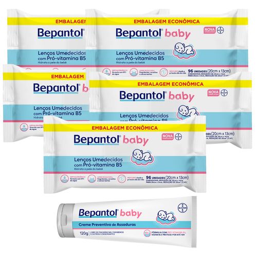 Kit 1 Pomada Assadura + 5 Lenços Umedecidos 96un - Bepantol