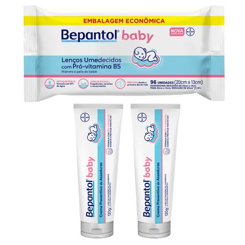 Kit 2 Pomadas Assadura 120g + 1 Lenço Umedecido - Bepantol