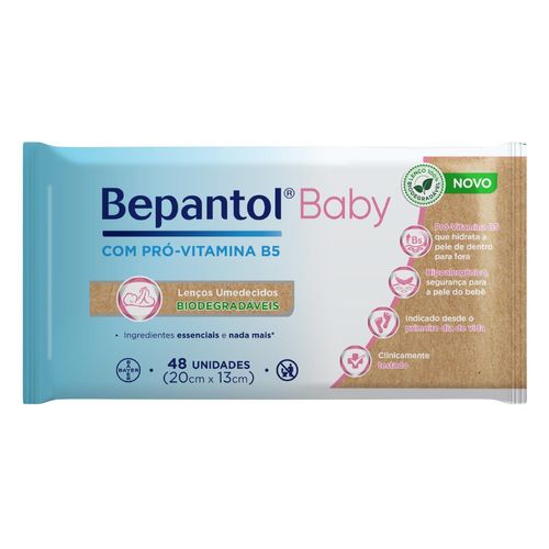 Toalhas Lenços Umedecidos Biodegradáveis com 48un - Bepantol - DESCONTINUADO