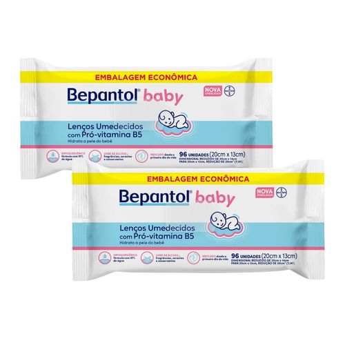Kit 2 Lenços Umedecidos Hipoalergênicos 96un cada - Bepantol