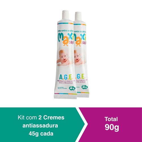 Kit 2 Creme Pomada Antiassadura Vit A.G.E  90g Maxi Baby