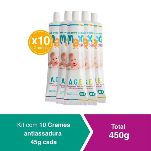 Kit 10 Creme Pomada Antiassadura Vit A.G.E  450g Maxi Baby