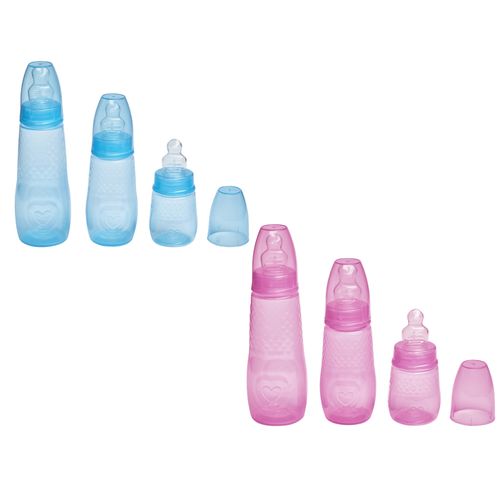 Kit com 3 Mamadeiras Aquarela 70/160/250ml Bico Silicone 0-6m+ Kuka