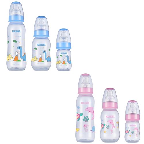Kit com 3 Mamadeiras Bico Silicone 0-6m+Natural Color 70/160/250ml Kuka