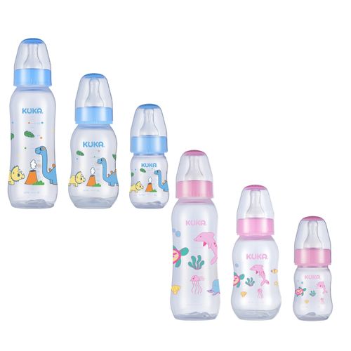 Kit 3 Mamadeiras Antivazamento Bico Redondo Natural Color 70/160/250ml Kuka