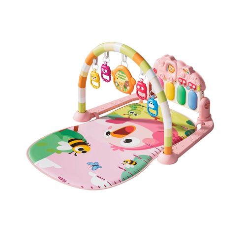 Tapete De Atividades Bebê Piano Musical Móbile Com Brinquedos Piuí Rosa Maxi Baby