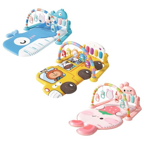 Tapete De Atividades Bebê 3D Piano Musical Arco 5 Brinquedos Maxi Baby