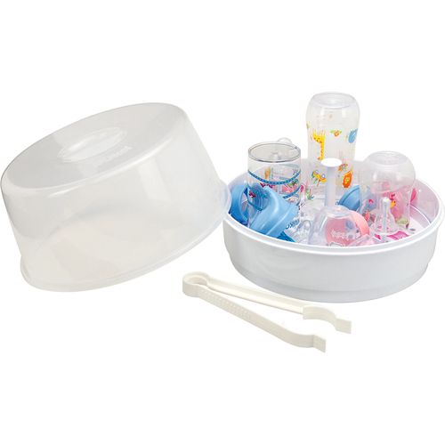 Esterilizador de Mamadeira A Vapor Para Microondas com Pinça Branco KuKa