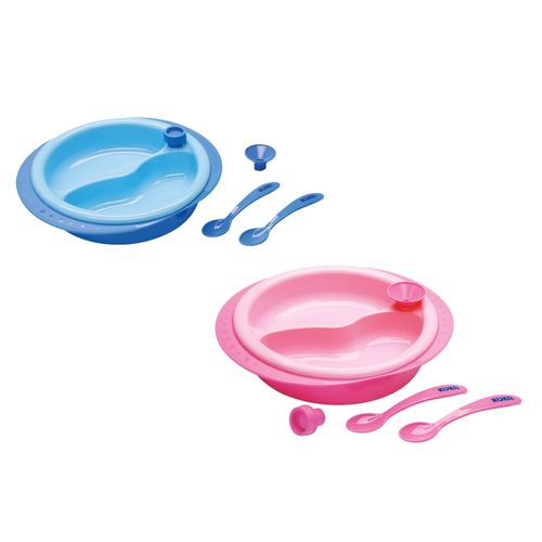 Kit Refeição Bebê 3 Peças Prato Térmico Divisória Ventosa 2 Talheres 6m+ Kuka