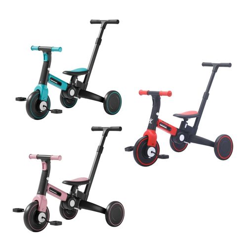 Triciclo Infantil Com Empurrador 4x1 Bicicleta Equilíbrio Led Triking Maxi Baby