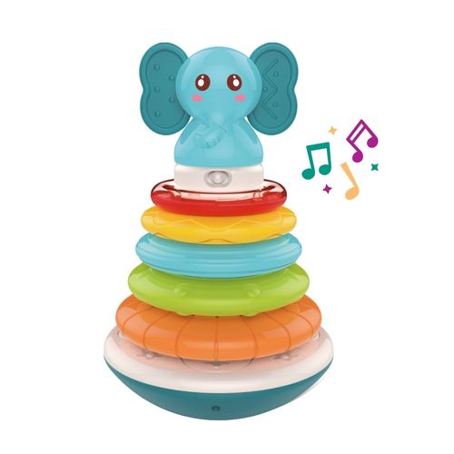 Brinquedo Educativo Bebê Torre de Empilhar Chocalho Mordedor Rings Toy Maxi Baby