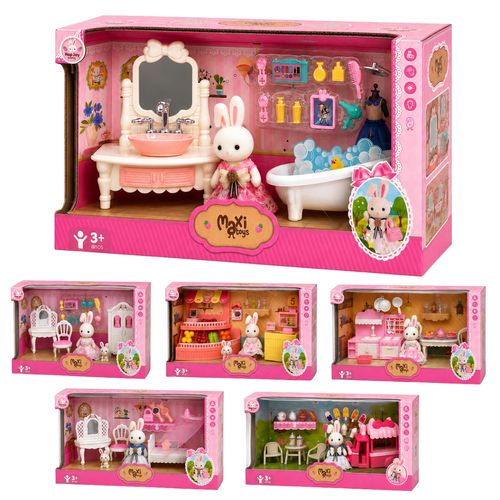 Casinha Boneca Coelha Kit Móveis Mini Cenário Brinquedo Infantil HopJoy Maxi Toys