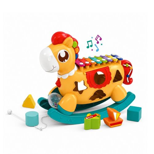 Xilonofe Musical Brinquedo Educativo Infantil Peças Encaixar Funny Pony Maxi Baby