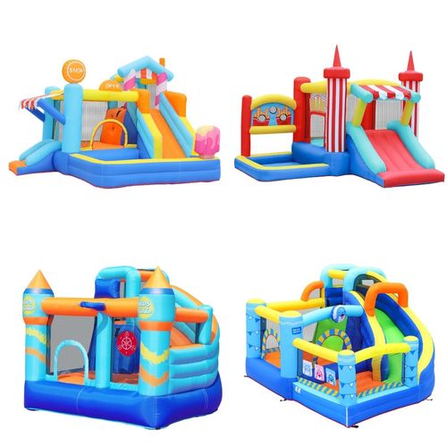 Playground Pula Pula Inflável Escorregador Cesta Basquete Inflador Elétrico Maxi Toys