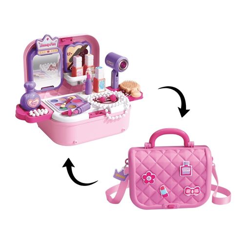 Bolsa Bancada Camarim Infantil 2 em 1 Maquiagem Princesa Fashion 26pçs Maxi Toys
