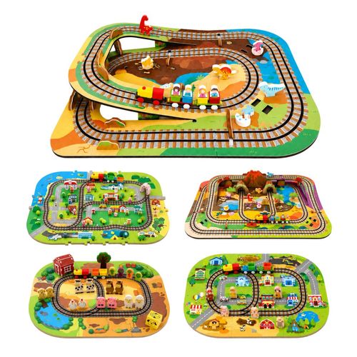 Tapete Infantil EVA Pista Trem Quebra-Cabeça 3D Maxi Toys