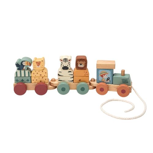 Brinquedo Montessori Madeira Trem Empilhar Blocos Encaixe Wooden Maxi Baby.