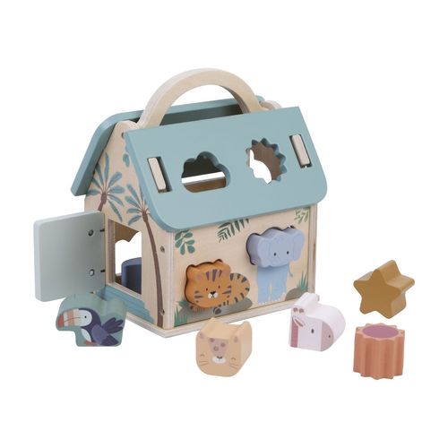 Casinha Didática Brinquedo Madeira Formas Blocos De Encaixar Wooden Maxi Baby.
