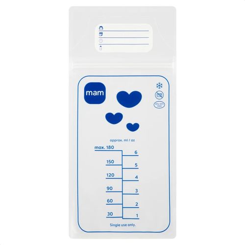 Saco Plástico Para Armazenar Leite Materno 25un Vedação Dupla 180ml Cada MAM